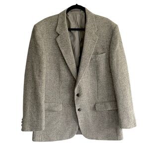 HARRIS TWEED Vintage Hand Woven Scotland Wool Blazer Grey 46L